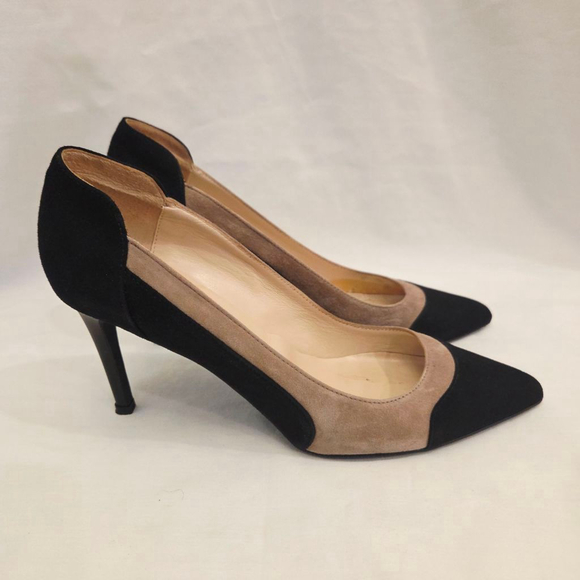 Claudia Ciuti Shoes - CLAUDIA CIUTI Black Tan Suede Pointed Toe Heels Size 8
